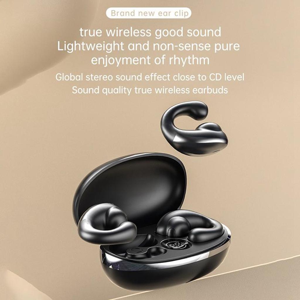 Painless Wear Digital Display Earphones Wireless Ear Clip Earpieces Noisce Cancelling Sport Stereo Wireless Earbuds Gaming Earphones