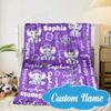Custom Name Purple Elephant  Blanket bed sofa Blanket Flannel Blanket for Camping, Hiking, Picnic Essentials,gift for Fan family