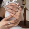 Xiaomi Женские кольца из стерлингового серебра 925 пробы с геометрическим рисунком и двойными линиями, богемное регулируемое открытое винтажное кольцо для вечеринки, подарка на день рождения