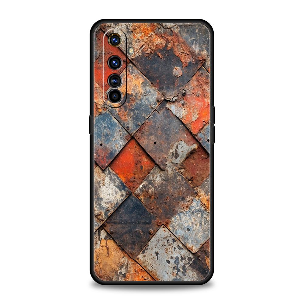 Мягкий ТПУ для Realme 11 10 9 Pro Plus GT2 GT3 GT5 C21 C25 C35 C53 C55 C67 Pro Чехол для телефона Винтажный Индустриальный Стиль Ржавый Узор