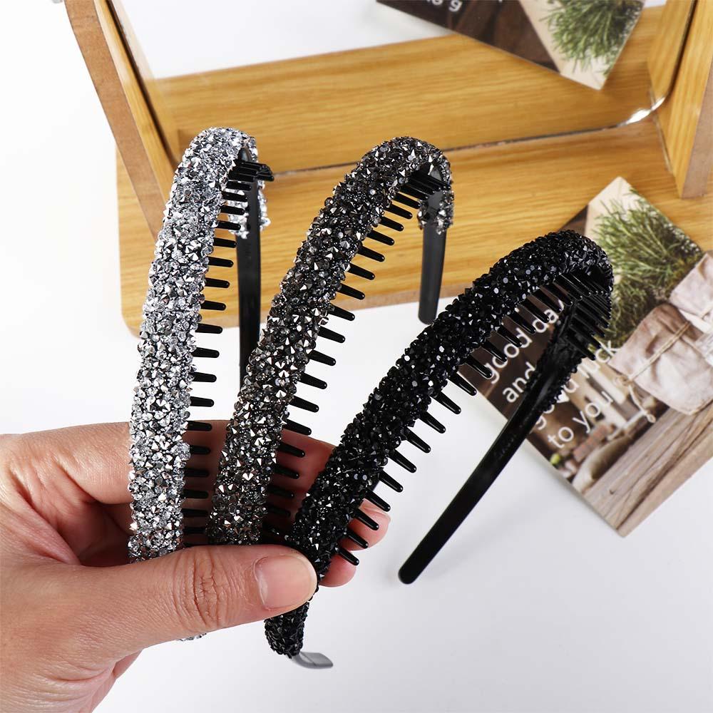 Повязка на голову со стразами для макияжа, пластиковый обруч для волос с бриллиантами, милый ободок для волос, мужской