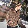 Autumn and Winter Leopard Print Jacket Rabbit Fur Jacket Fashion Baseball Jersey Threaded Women's Clothing Medium and Long Zipper Fur Clothes