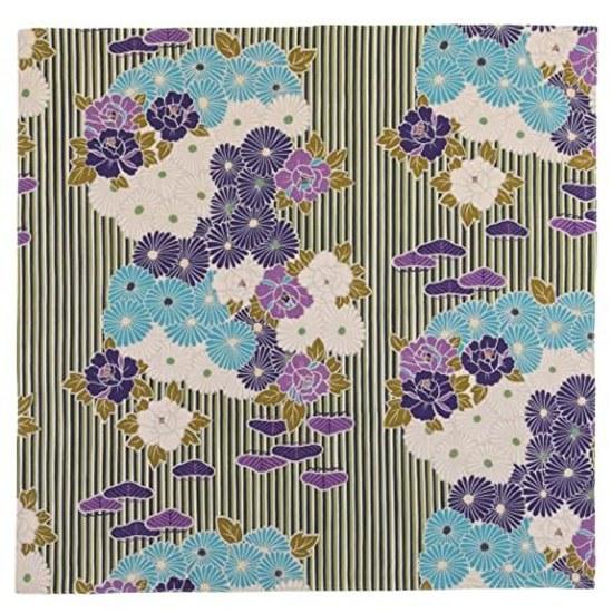 No Ren Furoshiki Medium 70cm (Retro Flower - Purple) Three Width Cotton 100 Machine Washable