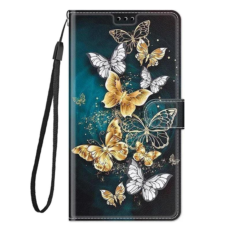 Butterfly Wallet Flip Case For Samsung Galaxy A05 A05S A15 A25 A35 A55 A14 A24 A54 A13 S24 Ultra S23 S22 Leather Card Slot Cover