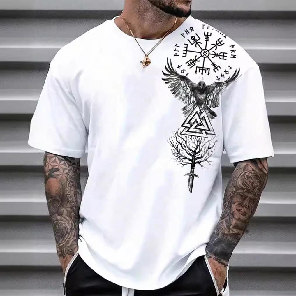 Футболки с узором для мужчин, топ с 3D-принтом, модная футболка, винтажная футболка с коротким рукавом и круглым вырезом, одежда для мужчин в стиле Харадзюку