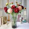 2 Heads Simulation Dahlia Flower Real Touch Silk Chrysanthemum Flower  Indoor Outdoor Decoration