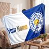 Leicester City Personalized Fleece Blanket With Football Logo, Custom Name Text Soft Warm Home Throw Blanket