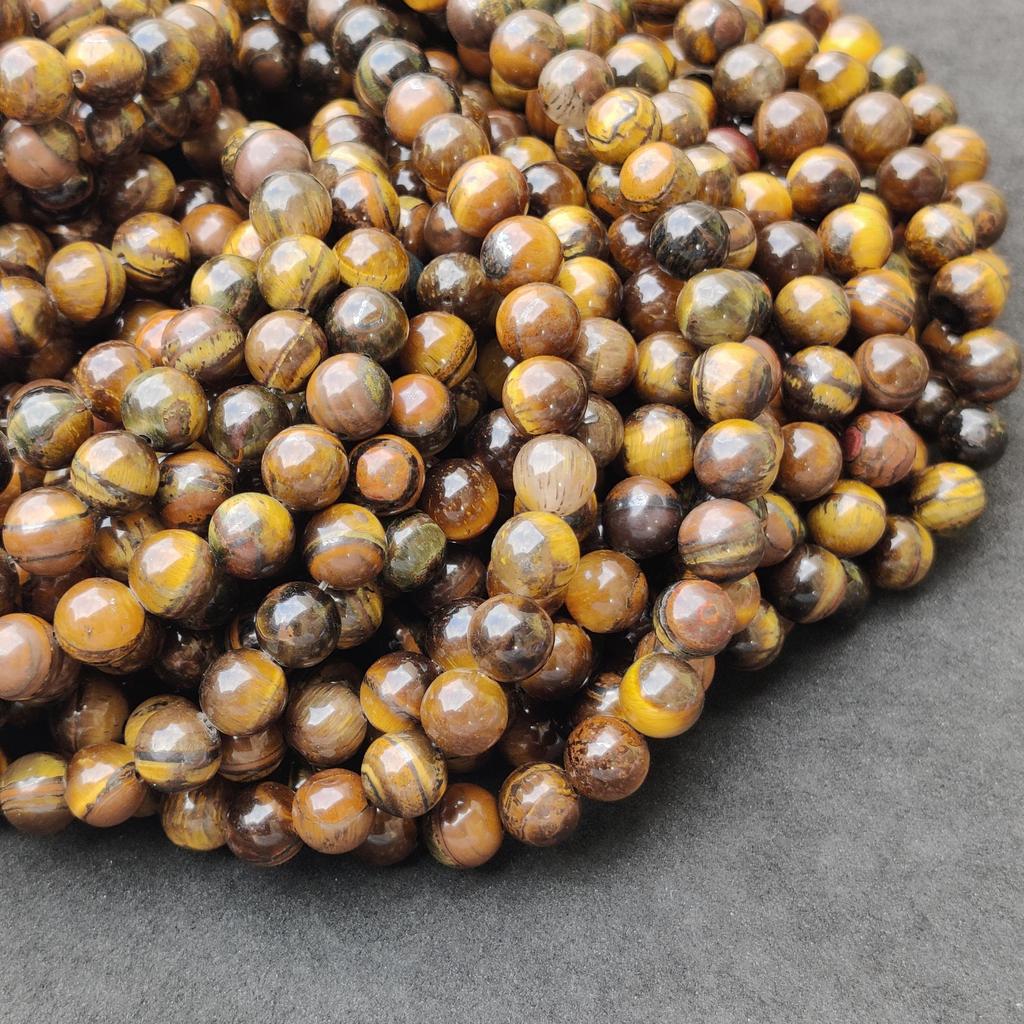 Круглые бусины из натурального золотого тигрового глаза, свободные бусины из целебных драгоценных камней, изготовление ювелирных изделий своими руками для браслета и ожерелья, размер 6 мм, 8 мм, 10 мм.
