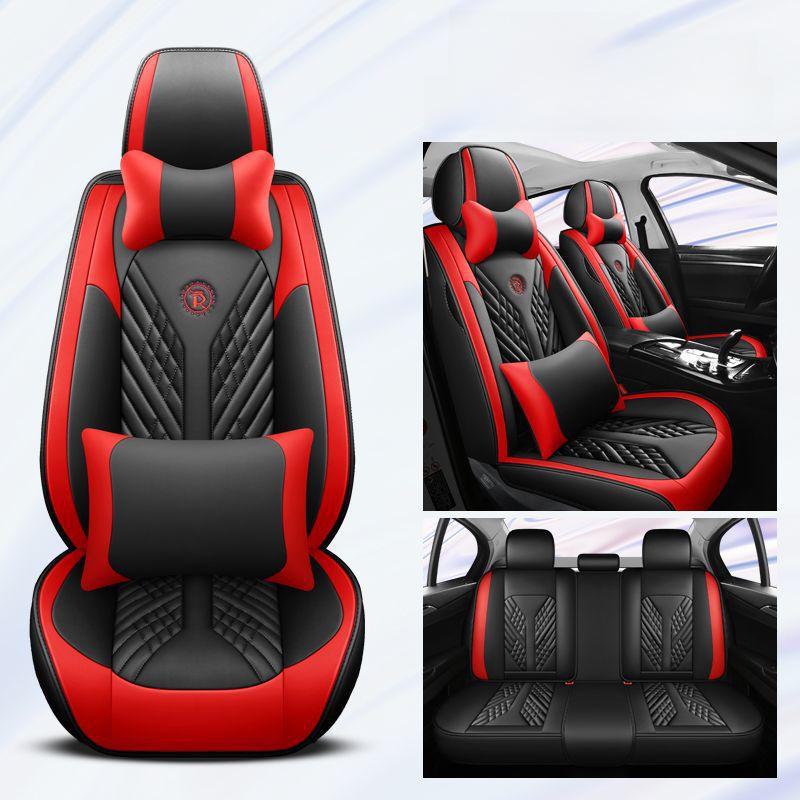 Стильные универсальные подушки для автомобильных сидений в черном и белом цвете, роскошные кожаные чехлы на все времена года