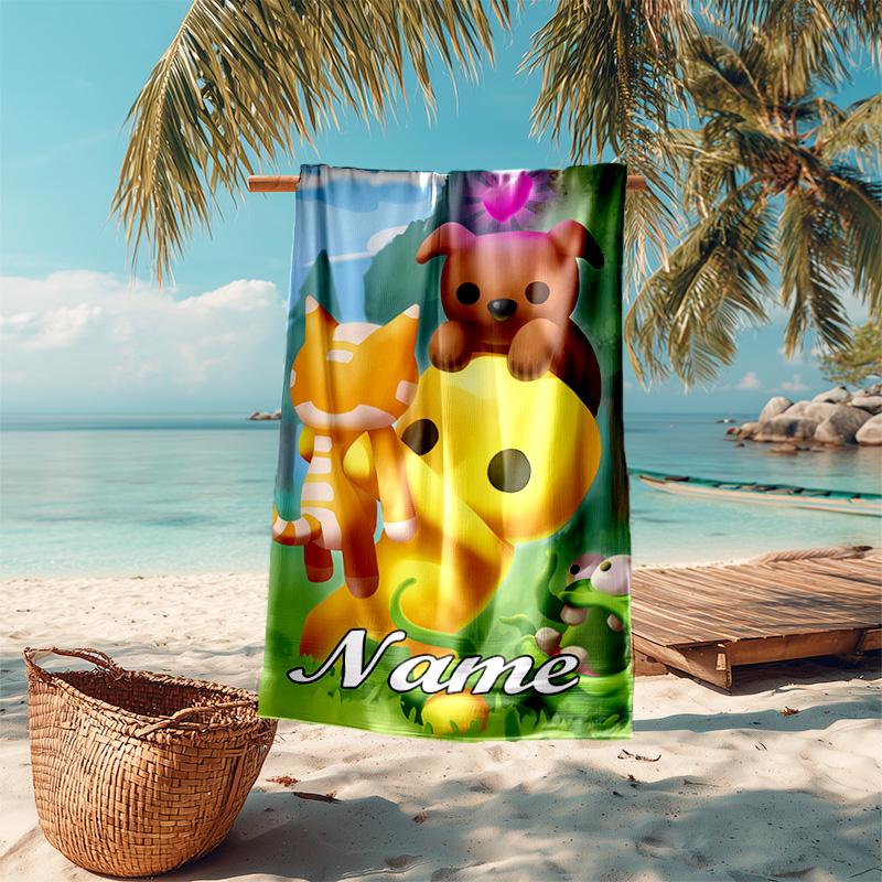 Personalized customized proof beach towel with Wobbly Life pattern - soft, absorbent,quick-drying,perfect swimming,camping&bathing