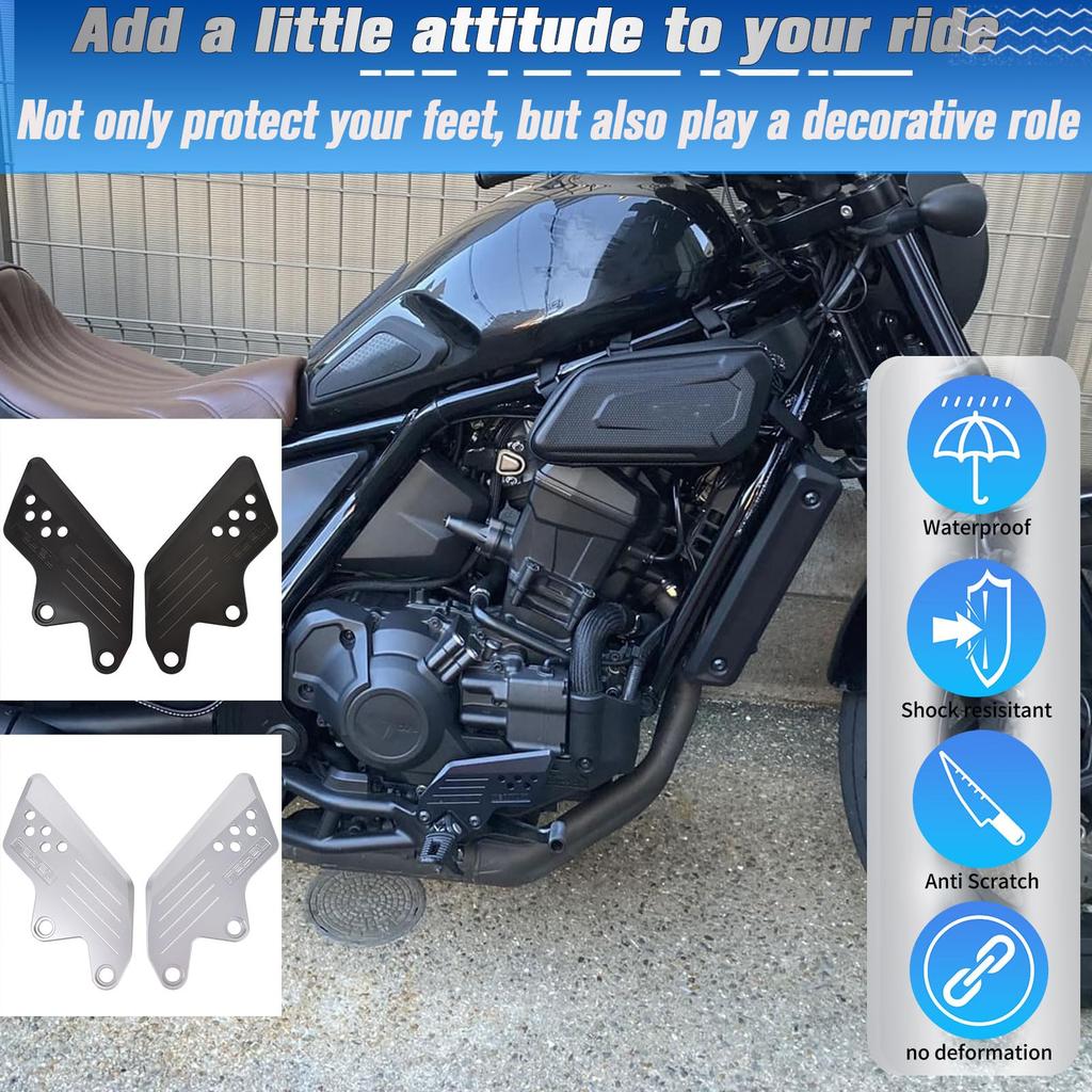 Защита пятки и подножки Midimttop Rebel 1100, Пластина для фиксации на подножке для Honda Rebel CMX 1100/Rebel 1100T (2021-2025) (черный)