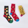 1 Pair Animal Collection Wolf and Leopard Pattern Men's Mid Calf Socks Trendy Street Fashion Suit In All Seasons Wearing
