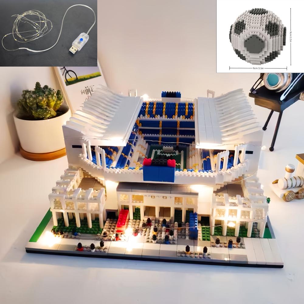 Knew Built Madrid Soccer Stadium with Soccer Ball Micro Blocks Building Toys Experience the Joy of Footballive Good Deco Gift