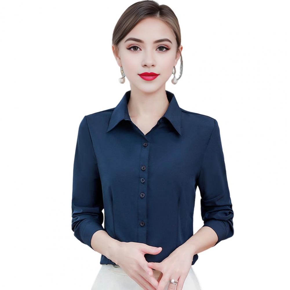 Women Shirt Elegant Lapel Collar Women's Shirt Collection Long Sleeve Slim Fit Office Lady Tops for Work Wear Fall Blouse Styles