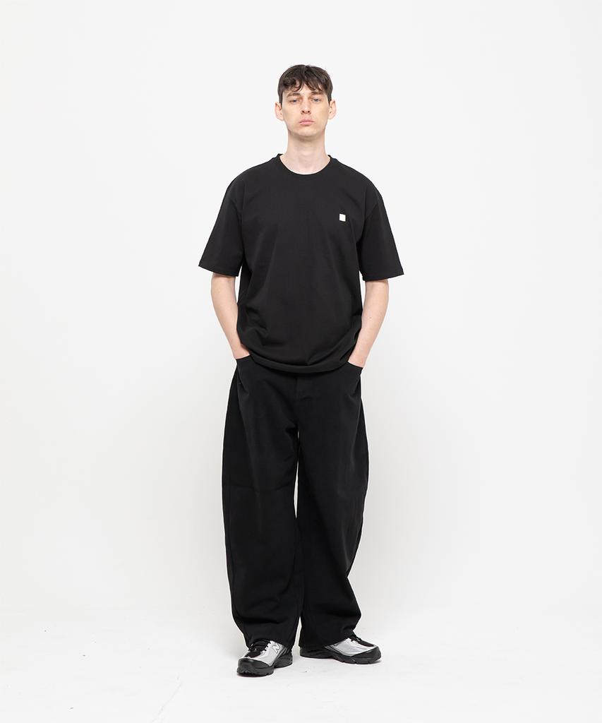 CHAMBROS Curved Balloon Cotton Denim Pants [Black]