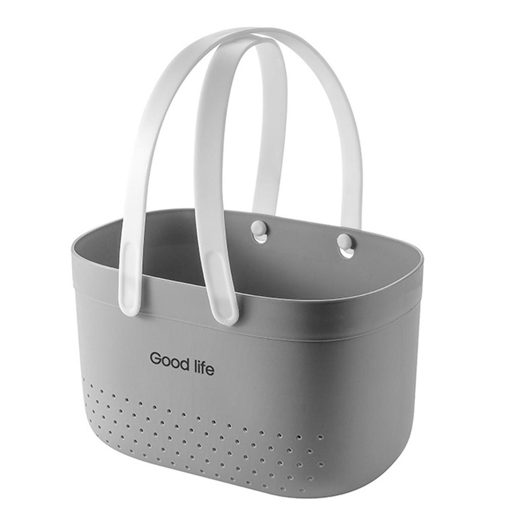 Корзина для ванны с ручкой Полые сливные корзины для хранения Сумка для душа для дома Ванная комната Кладовая Кухня Органайзер для шампуня и закусок Косметический органайзер ASL