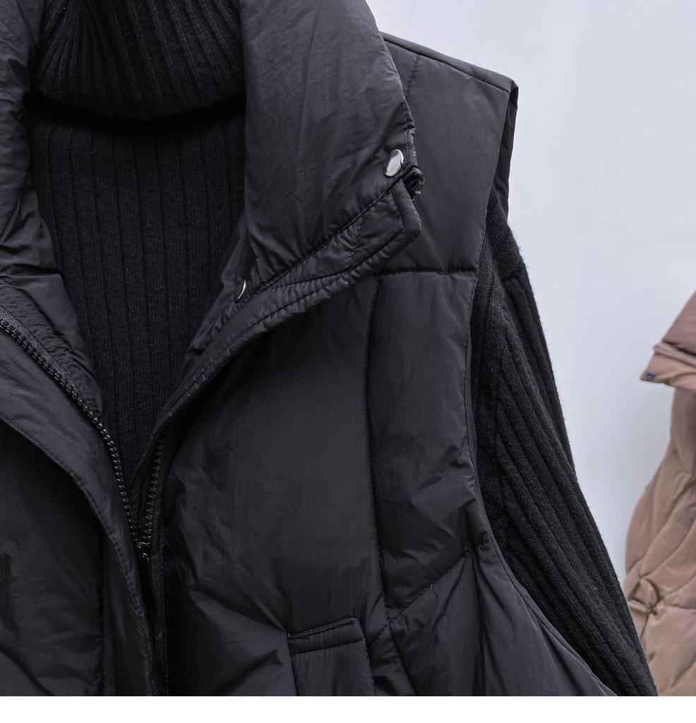 Женская куртка миди без рукавов большого размера - Толстый теплый пуховый хлопковый жилет для осени/зимы