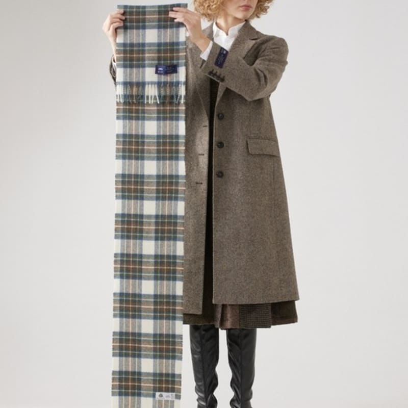 ABRAHAM MOON Шарф из мериносовой шерсти 25 см - Приглушенный синий Стюарт