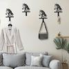 Black Horse Wall Hook Key Hanger with Horse Silhouette Wall Mounted Iron Hook Entryway Organizer for Keys Bags Hats Coats