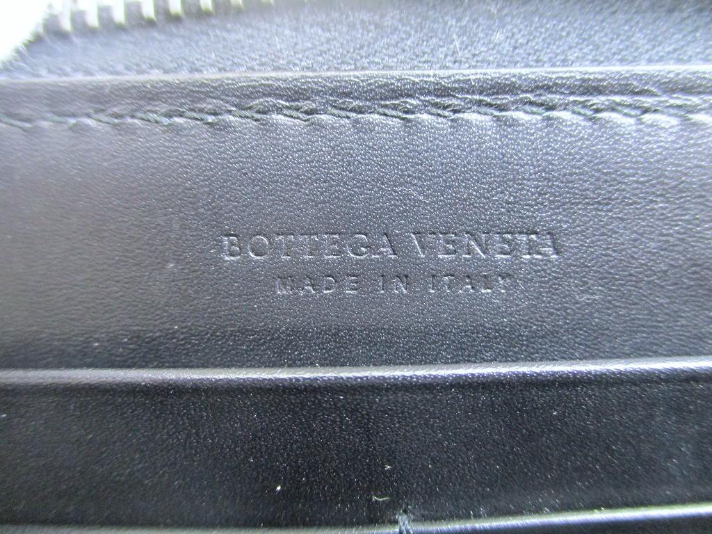 Оригинальный кошелек-портмоне BOTTEGA VENETA Intrecciato из черной кожи с круговой молнией #b278 Восстановлен продавцом