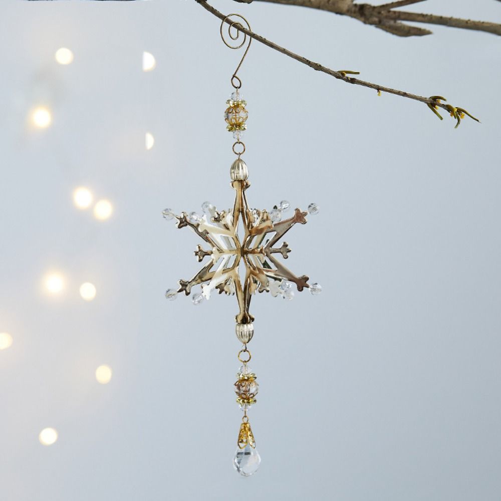 Железная 3D Рождественская Снежинка Подвеска Объемные Блестящие Рождественские Украшения для Подвешивания на Елку Многоразовые Покрытие Золото/Серебро