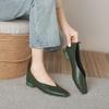 Women's Genuine Leather Multi-Color Low-Heeled Loafers Round Toe Flat Casual Versatile Shoes