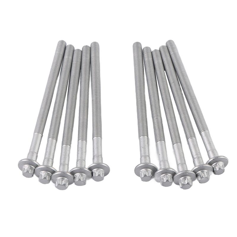 10 PCS Engine Cylinder Head Bolts Kit For Mercedes-Benz W203 C204 R172 L4 M271 1.8 165mm Length Cylinder Head Screws Engine Part