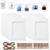 20Pcs Paper Photo Frames Bright White Card Picture Frames DIY Creative Hanging Inside Aperture To Fit Image 6x4 with Rope and Mini Wood Clip