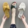 Fashion Ladies' New Slippers Summer Cross Slippers Flat Bottom Casual Flip Flops Soft Bottom Simple Sandals Outer Wear Waterproof