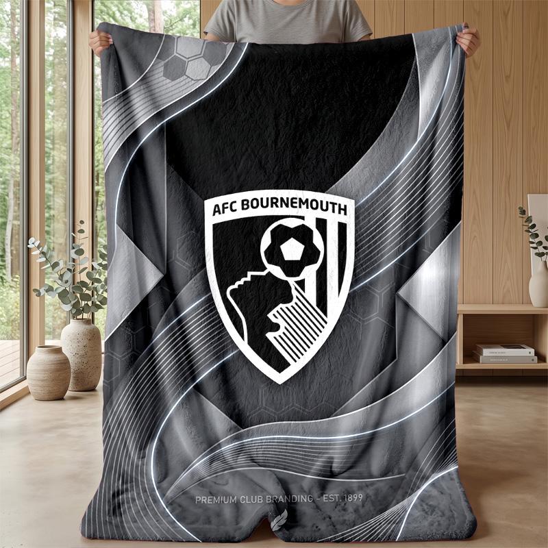 Bournemouth Football Print Flannel Blanket, Soft Warm Lightweight Throw Blanket for Sofa Bed Camping