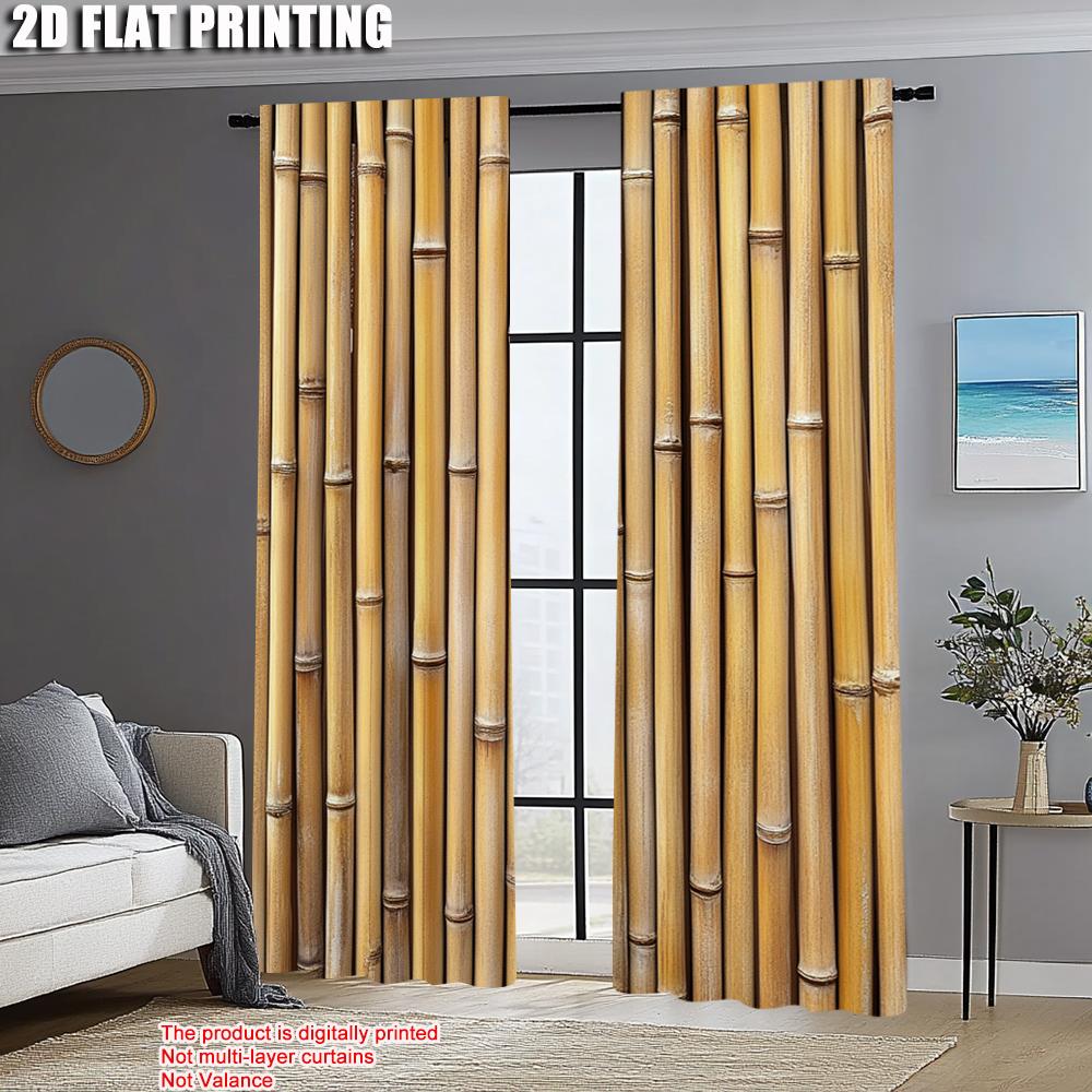 2 шт., Популярный принт 2D-плоскостной печати для штор, Богемный бамбуковый принт, Затемняющий полиэстер (без стержня) Распродажа Идеально для