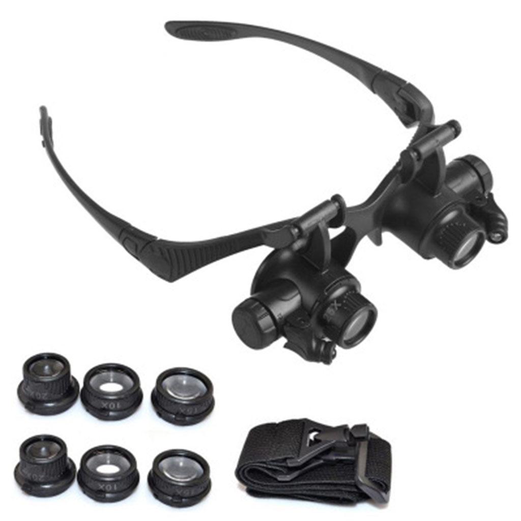 Magnification Lenses Wear Double Glasses Led Repair Eyeglasses Type Headwear Magnifier With 2 LED 6 Interchangeable Lens