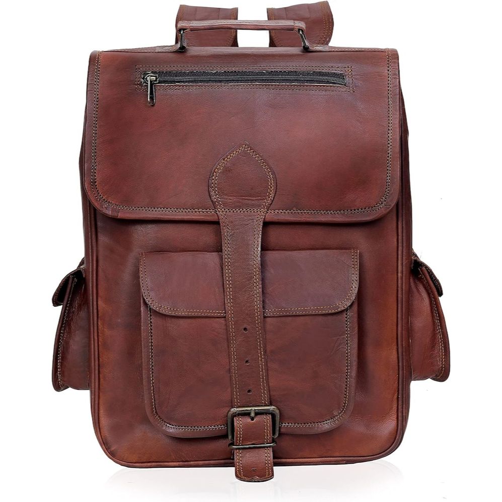 Vintage Brown Full Grain Leather Backpack Rucksack Women Laptop Bag, Traveling Office Backpack for Unisex Gifts