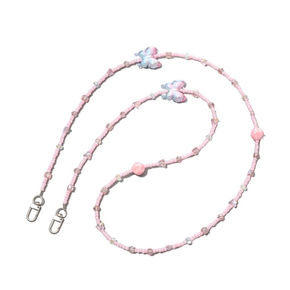 Ремешок для телефона с разноцветными бусинами-бабочками, анти-потеря, ремешок для мобильного телефона, подарок для девочек