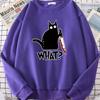 Kitchen Knife Black Cat Wha? Women Sweatshirt Harajuku Casual Hoody Fashion Loose Hoodie Soft Warm Vintage Fleece Female Tops