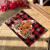 1 Piece of Christmas Gingerbread Man Pattern Door Mat 100% Polyester Anti Slip Absorbent Rug Holiday Home Washable Felt Carpet