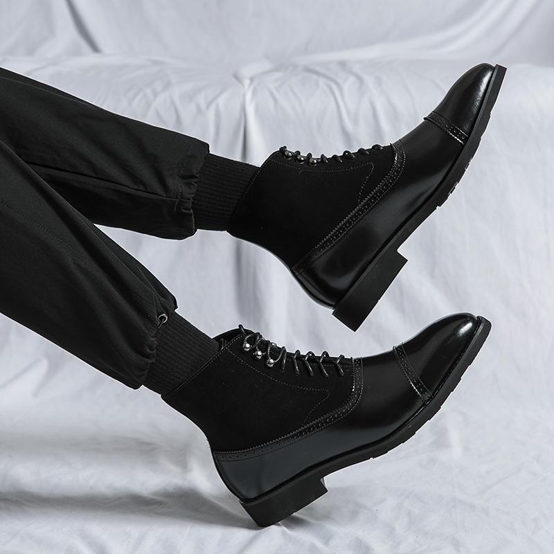 Модные мужские ботинки кожаные водонепроницаемые ботинки до середины голени на шнуровке мужские зимние рабочие ботинки нескользящие мужские туфли head trend мотоциклетные ботинки мужские