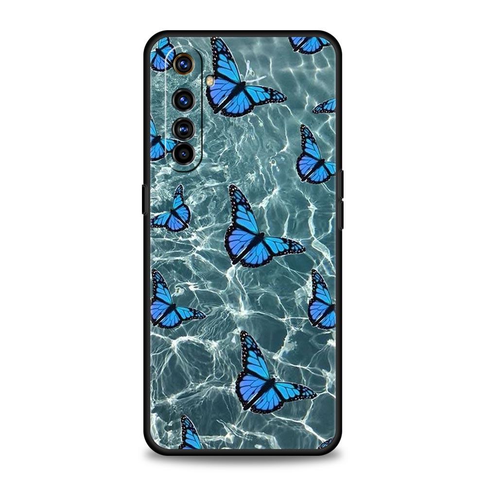 butterfly Phone Case For Realme 10 9 8 5G 7 6 GT2 Pro Plus 9i 8i C21 C11 C25 C35 GT Neo 2 3 3T Soft Silicone Black Cover Coque