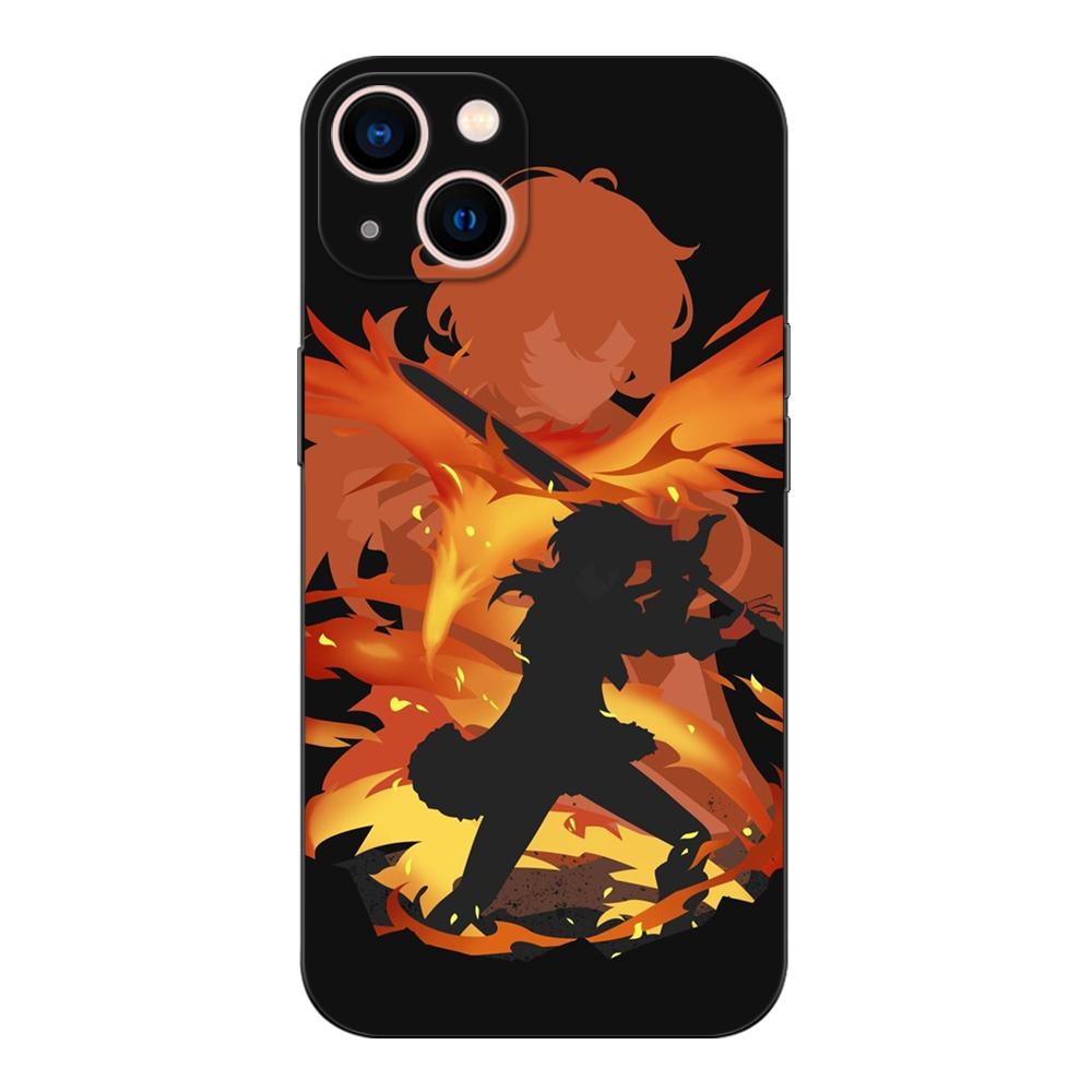Черный чехол из ТПУ для iPhone 5 5S SE 2020 6 6S 7 8 plus x 10 XR XS 11 12 13 mini pro MAX задняя крышка Genshin Impact Anime