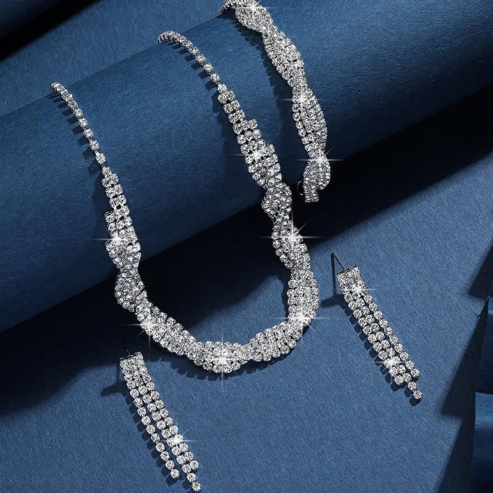 Sparkling Bridal Jewelry Set Elegant Wedding Accessories Necklace Earrings Set  Party Events