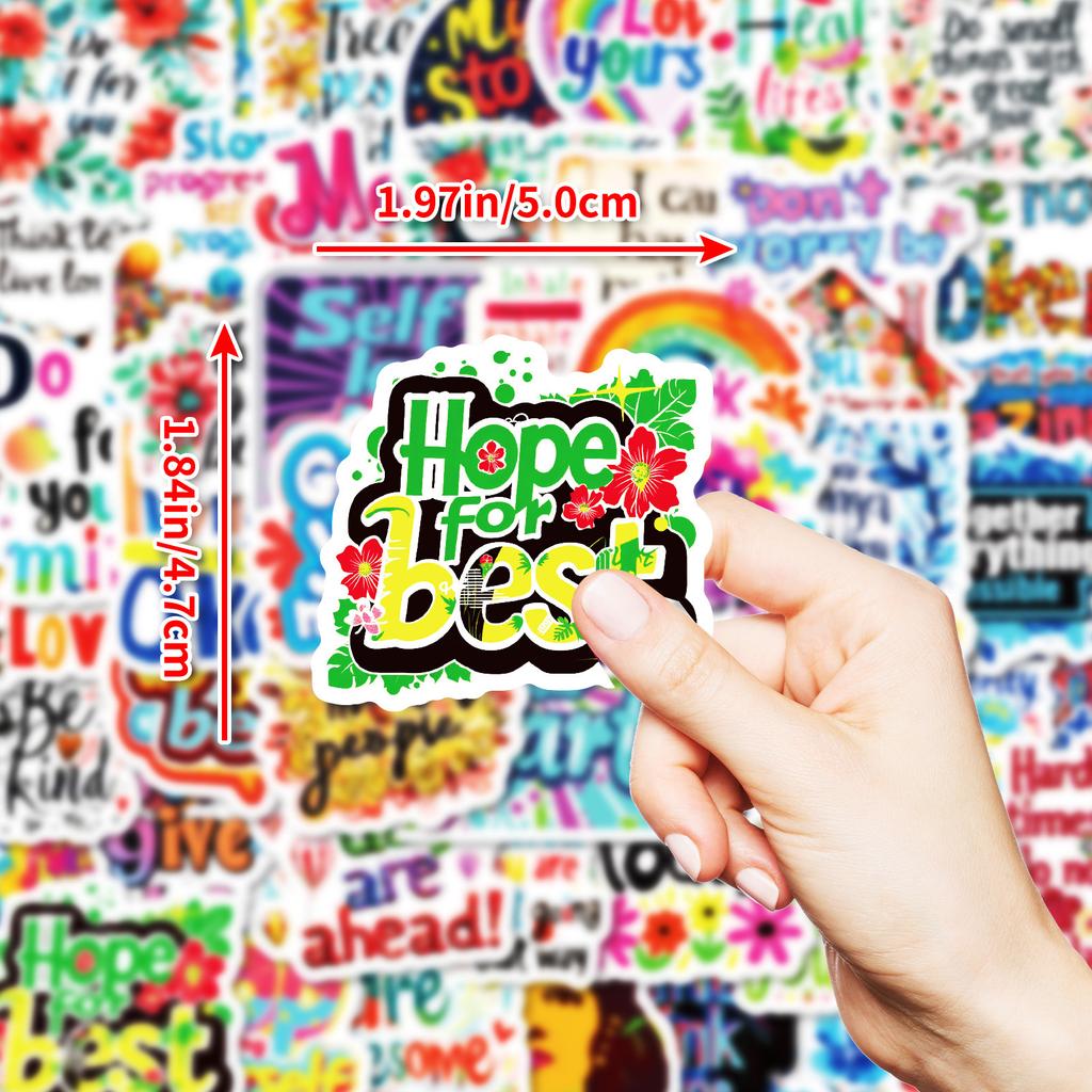 50 English Sunshine High Emotional Value Inspirational Classical Quotes Pp Waterproof Stickers Notepad Handbook Stickers