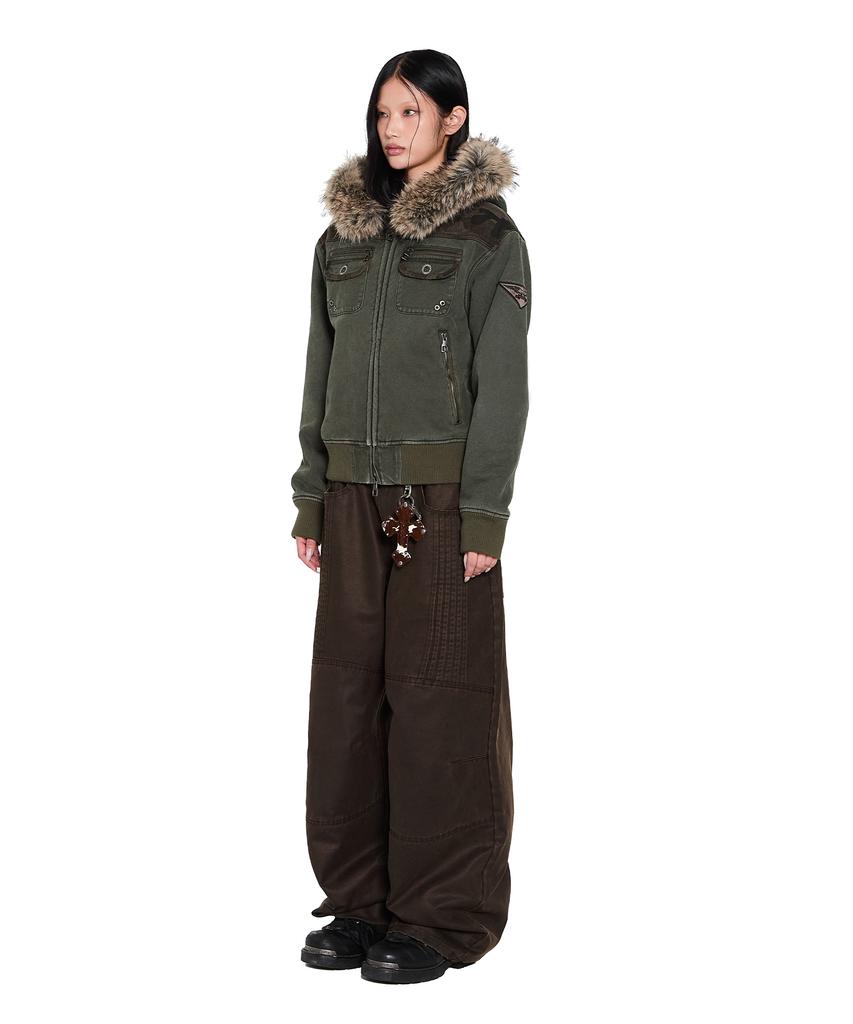 Aakam Fur Camo Contrast Jacket (Khaki)