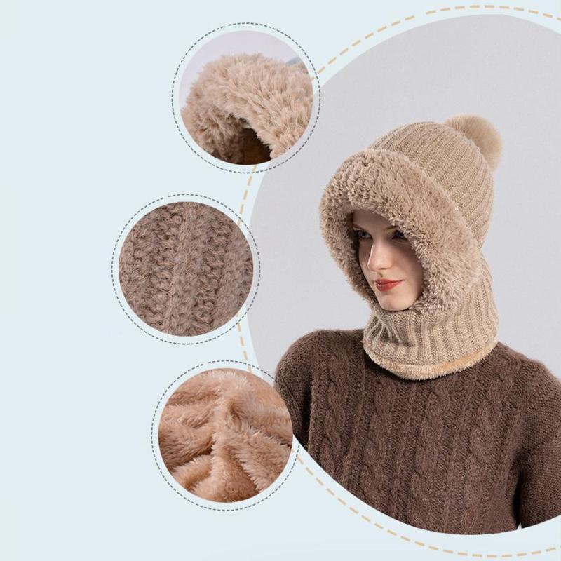 Autumn Winter Hats For Women Men Windproof Protection Ear Scarf Knit Cap Thick Warm Knitted Hat