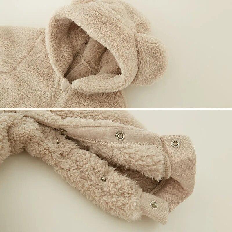 Комбинезоны для новорожденных от 0 до 2 лет, весенне-осенний теплый флисовый костюм для маленьких мальчиков, одежда для маленьких девочек, комбинезон с животными, верхняя одежда для малышей, комбинезоны