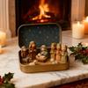 Miniature Christmas Nativity Set In A Tin Box Handcrafted Pocket Nativity Scene Gift Small Religiou Holy Family Ornament for Desk Shelf Travel Decor