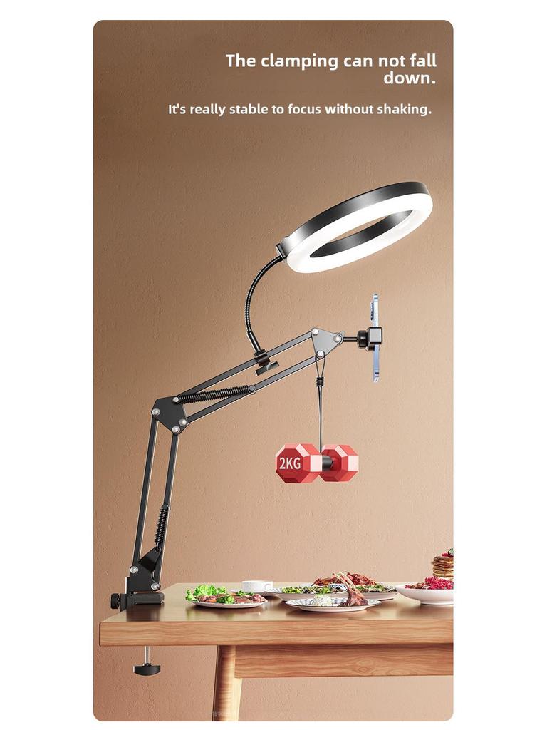 Профессиональная накладная стойка для телефона с заполняющим светом для прямых трансляций, записи на рабочем столе, видеоблогов и фотосъемки книг