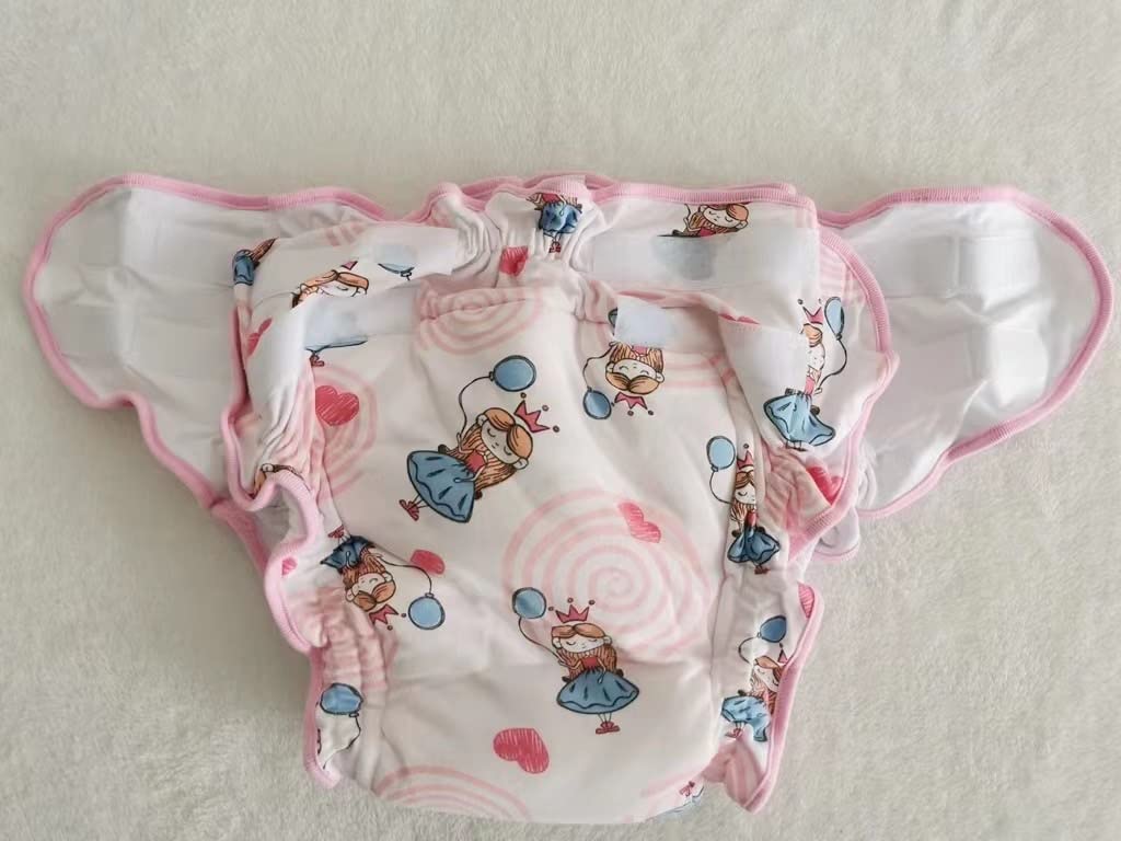 ABDL Взрослый Подгузник Водонепроницаемый Недержание Размер для Ухода Ночное Недержание Тренировка Милый Принт Девочки Чехол, Трусы, M, Пожилые, Уход, Чехол, Трусы, Розовый,