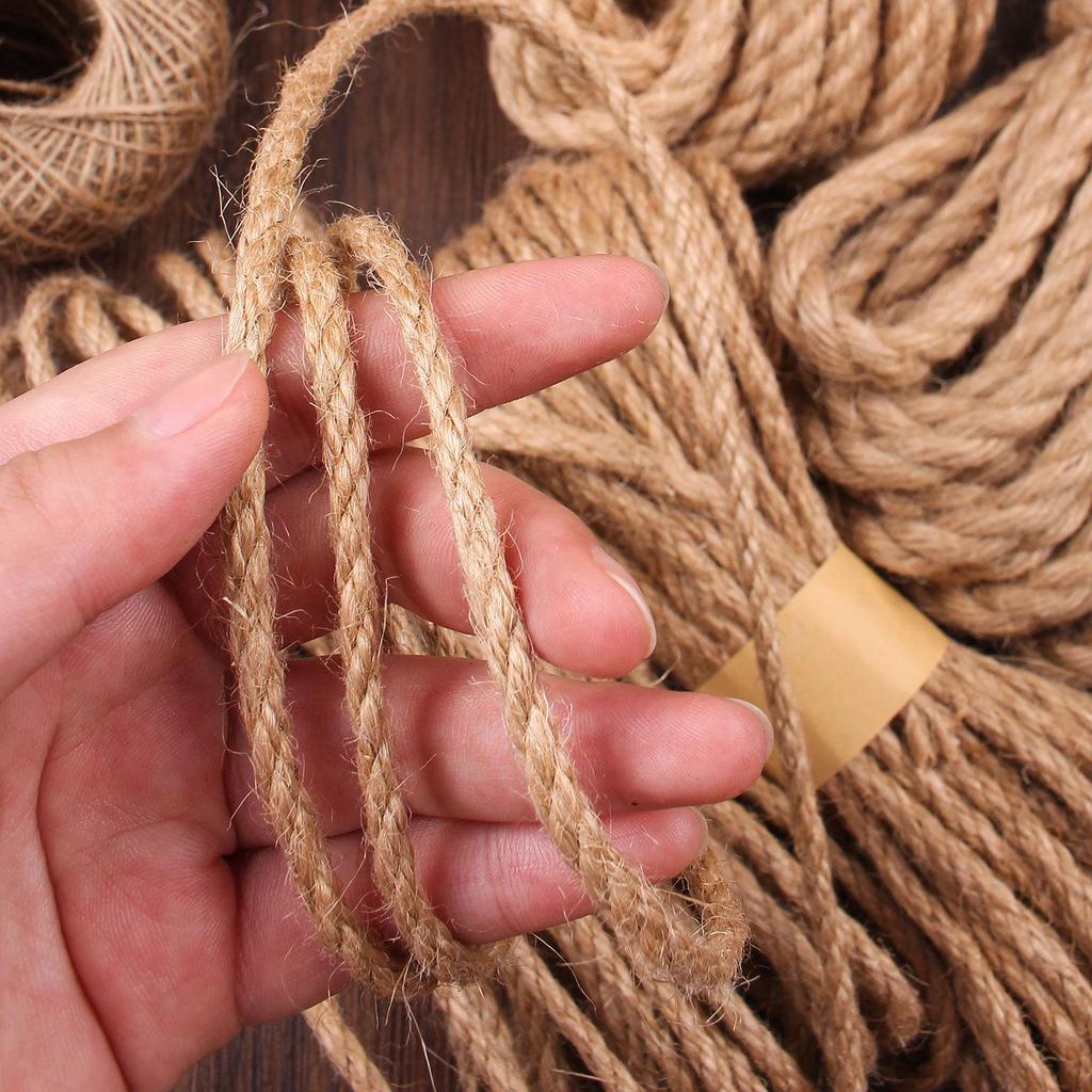 Thick Natural Hemp Rope for DIY, Decorative Binding, Gift Packaging & Cat Climbing