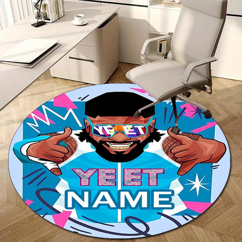 Personalized J-JEY USO YEET Round Chair Office Rug - Perfect for Mat, Office Chair & More - Ideal Gift for Birthdays and Holidays