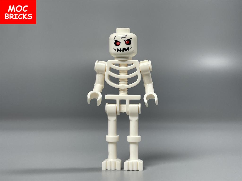 Нетоксичные Moc Кирпичи Длинные Ноги Скелет Череп Фигурка Дьявольское Выражение Лицо Дерево Монстр Строительные Блоки Игрушки Для Детей Подарки